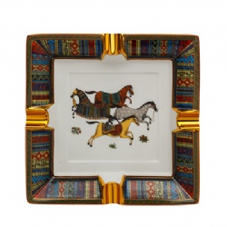 Painted Porcelain Square Cigar Ashtray